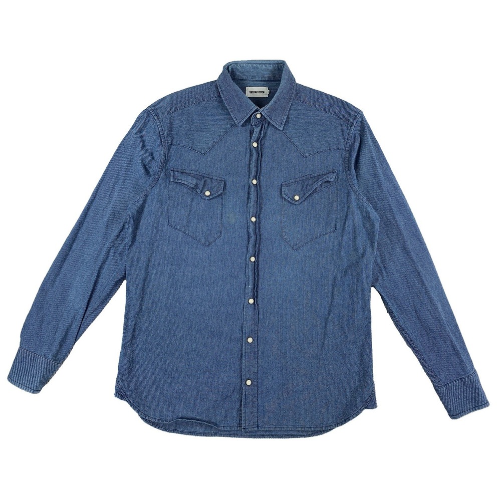 Taylor Stitch Western Pearl Snap Shirt Men's 42 Blue
